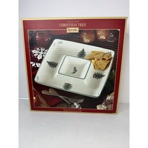 Spode China Christmas Tree - Square Chip and Dip Set - New in box 12" X 12"